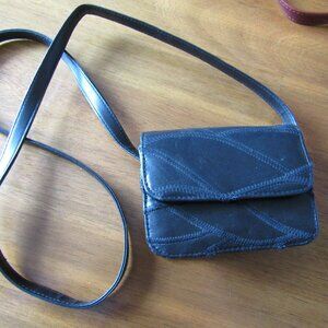 Leather Black Patchwork Small Crossbody Organizer Strap Mirror Vintage Bag